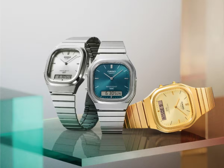 Casio AQ-240E-7A (links), AQ-240E-3A (Mitte) und AQ-240EG-9A (rechts). (Bildquelle: Casio)