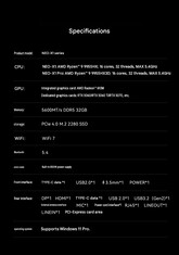 Technische Daten des GMKtec Neo X1