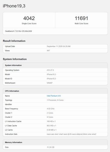 Der Apple A20 Pro dominiert die aktuellen Single-Core-Performance-Charts von Geekbench 7.