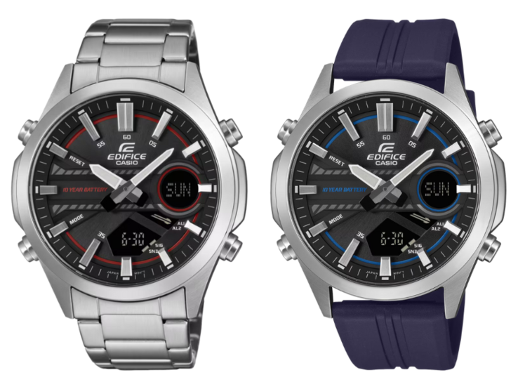 The Casio Edifice EFV-C120D-1A4 (left) and EFV-C120P-1A2 (right) watches. (Image source: Casio)