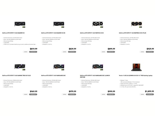 MSI Store RTX 5070 Ti Preise (Bildquelle: Screenshot, MSI Store)