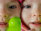 Samsungs Remaster-Funktion am Galaxy S23 Ultra verwandelt bei einem User offenbar die Zunge eines Babys in Zähne. (Bild: @earcity, editiert)