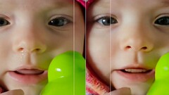 Samsungs Remaster-Funktion am Galaxy S23 Ultra verwandelt bei einem User offenbar die Zunge eines Babys in Zähne. (Bild: @earcity, editiert)