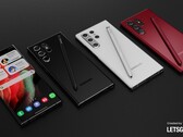 Das Samsung Galaxy S22 Ultra wie es Anfang 2022 möglicherweise aussehen wird in Form eines Rendervideos in mehreren Farboptionen (Bild: LetsGoDigital)
