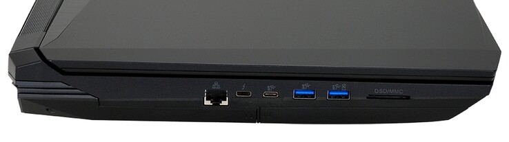Links: Gigabit RJ-45, Thunderbolt 3, USB 3.0 Typ-C, 2x USB 3.0, Kartenleser