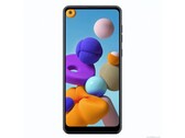 Bis auf die Lochkamera erinnert das Design des Galaxy A21 stark an seinen Vorgänger. (Bild: GSMArena)