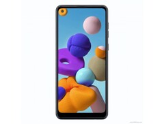 Bis auf die Lochkamera erinnert das Design des Galaxy A21 stark an seinen Vorgänger. (Bild: GSMArena)