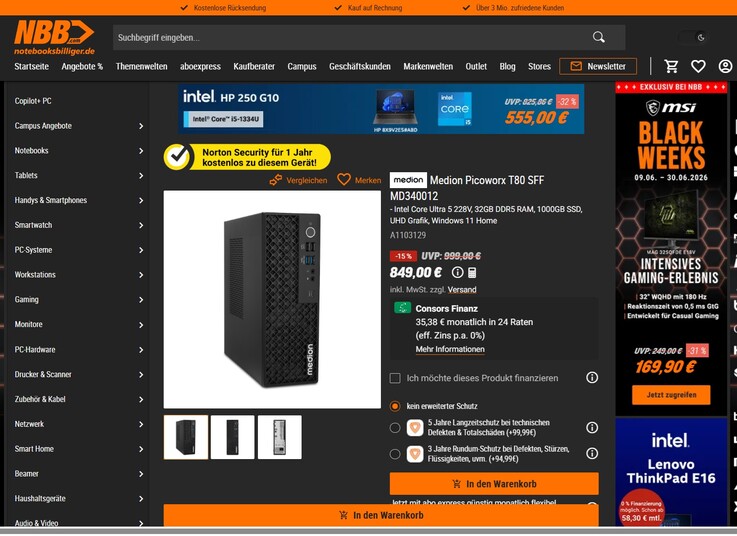 Medion Picoworx T80 III (MD340012) für 849 Euro.