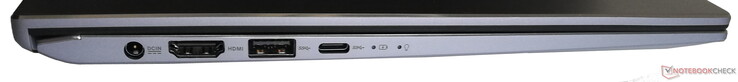Linke Seite: Netzanschluss, HDMI, 1x USB 3.1 Gen1 Typ-A, 1x USB 3.1 Gen1 Typ-C