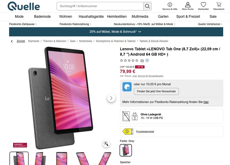 Lenovo Tab One für 79.99 Euro.