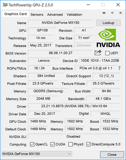 GPU-Z Nvidia GeForce MX150