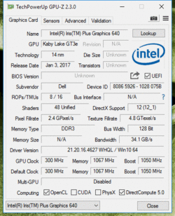 GPU-Z Intel Iris Plus Graphics 640