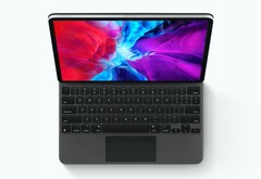 Mit dem Magic Keyboard gibt es bald eine ganz offizielle, wenn auch mit mindestens 340 Euro besonders teure Tastatur mit integriertem Trackpad für das iPad Pro. (Bild: Apple)