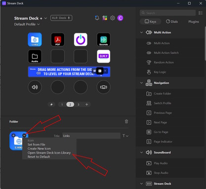 Icon Library in der Stream Deck App öffnen