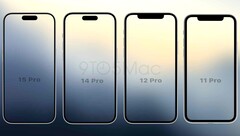 Die iPhone-Evolution seit dem iPhone 11 aus 2019. In diesem Jahr wird Apples iPhone 15 Pro einen großen Schritt zum Randlos-Traum machen. (Bild: 9to5Mac)