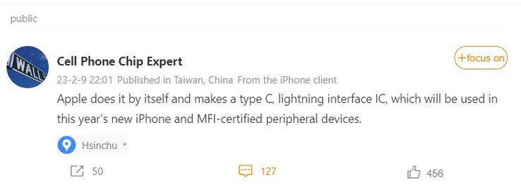 Ein "Chip-Experte" aus China behauptet, Apple entwickle für die iPhone 15-Serie einen USB-C-Lightning-IC.