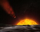 Eine künstlerische Darstellung eines Exoplaneten, der sich seinem Stern nähert