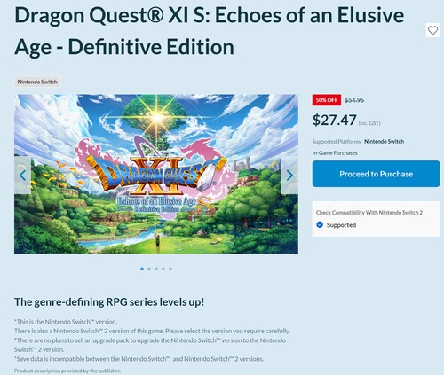 Hinweise zur Switch-Version von Dragon Quest XI S: Echoes of an Elusive Age - Definitive Edition