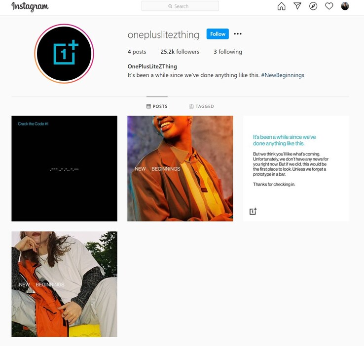 Der onepluslitezthing Instagram-Account füllt sich langsam mit Leben.