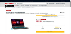 MSI Thin 15 B12UC für 599 Euro bei Alternate.de.