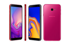 Bunt und mit seitlich integriertem Fingerabdrucksensor zeigen sich Samsung Galaxy J6+ und Galaxy J4+.