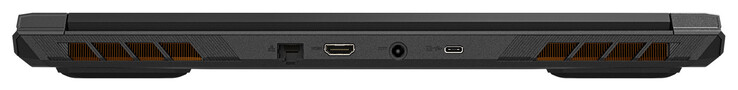 Rückseite: Gigabit-Ethernet, HDMI 2.1, Netzanschluss, USB 3.2 Gen 2 (USB-C; Displayport)