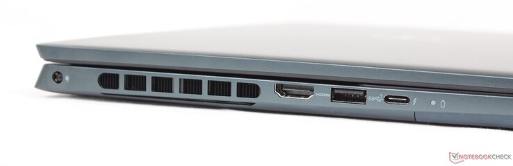 Links: Netzteil, HDMI 2.0, USB-A 3.2 Gen 1, USB-C mit Thunderbolt 4 + DisplayPort + Power Delivery
