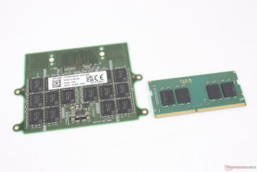 128-GB-CAMM-Modul (links) vs. 16-GB-DDR4-SODIMM-Modul (rechts)