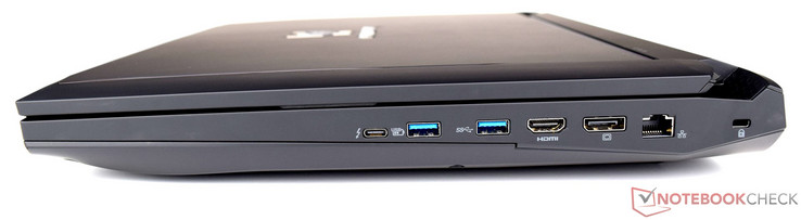rechte Seite: 1x USB-C 3.1, 2x USB 3.0, HDMI, DisplayPort, Ethernet, Kensington Lock