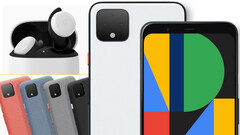 Google Pixel Zubehör: Pixel 4 Stoff-Case und Pixel Buds.