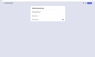"Systemsteuerung": Die Leistungsmodi