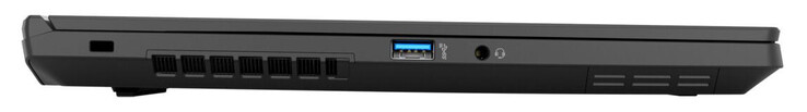 Linke Seite: Steckplatz für ein Kabelschloss, USB 3.2 Gen 2 (USB-A), Audiokombo