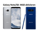 Samsung Galaxy S8, S8 Plus und Note 8 mit Exynos-SoC können 4K60 aufnehmen. 