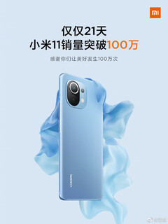 Das Xiaomi Mi 11 hat sich binnen 21 Tagen eine Million mal verkauft. (Quelle: Xiaomi)