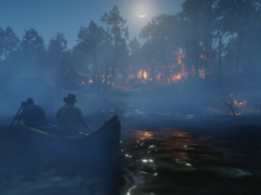 Red Dead Redemption 2 (PC) unterstützt HDR, hohe Bildraten und Ultra-Wide-Monitore. Abbildung: Eine Szene aus dem Spiel bei Nacht. (Bildquelle: Steam)