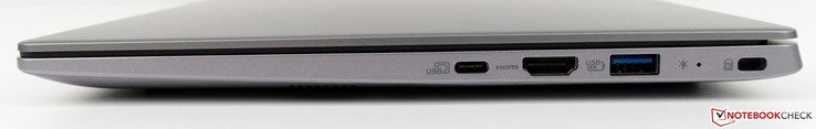 Rechts: USB-C, HDMI, USB 3.0, Steckplatz für Sicherheitsschloss