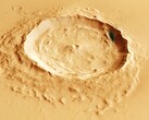 Marskrater in der Nähe von Eumenides Dorsum (Bildquelle: ESA, DLR, und FU Berlin, zugeschnitten)