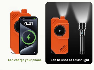 Eine Taschenlampe ist integriert