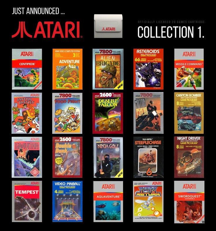 Das erste verfügbare Spielmodul bringt eine Reihe von Atari Arcade-Klassikern mit.