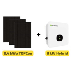 Solaranlage mit Solarmodulen samt N-Typ und Hybrid-Wechselrichter (Growatt, Suntech, Soliswerke - bearbeitet)
