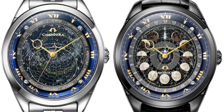 Citizen Campanola Cosmosign Constellation Chart (links) und Moon Phase (rechts)(Bildquelle: Citizen)