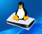 Tux, das Linux-Maskottchen, über einer PS5-Konsole