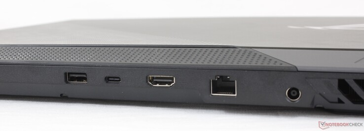 Links: USB Typ-A 3.2 Gen. 1, USB Typ-C 3.2 Gen. 2 mit DisplayPort und Power Delivery, HDMI 2.0b, Gigabit RJ-45, Netzanschluss