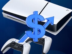 PS5-Konsole mit Dollarzeichen und Aufwärtspfeil (Bildquelle: Sony PlayStation, bearbeitet)