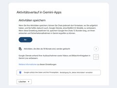 Google-Einstellungsseite mit dem Schalter 