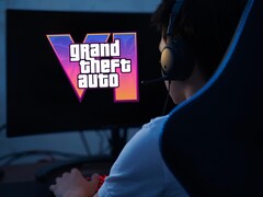 Gaming Setup mit GTA 6-Logo auf dem Monitor