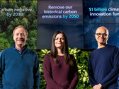 Von links: Microsofts Präsident Brad Smith, CFO Amy Hood und der CEO Satya Nadella (Bild: Brian Smale)