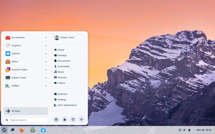 Der Desktop von ZorinOS 17 mit dem Zorin-Menü (Bild: Zorin).