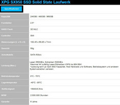 Adata XPG SX950 Specs