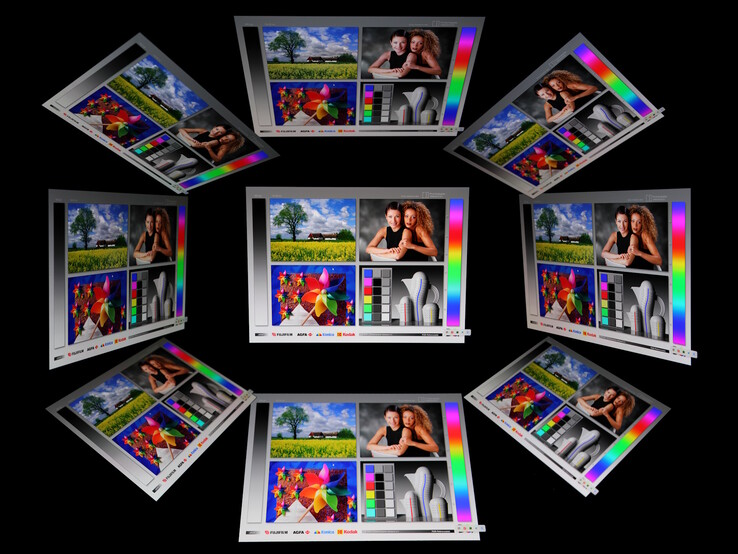 Der OLED ist sehr blickwinkelstabil, auch bei extremen Winkeln bleibt das Bild kontrastreich und recht hell